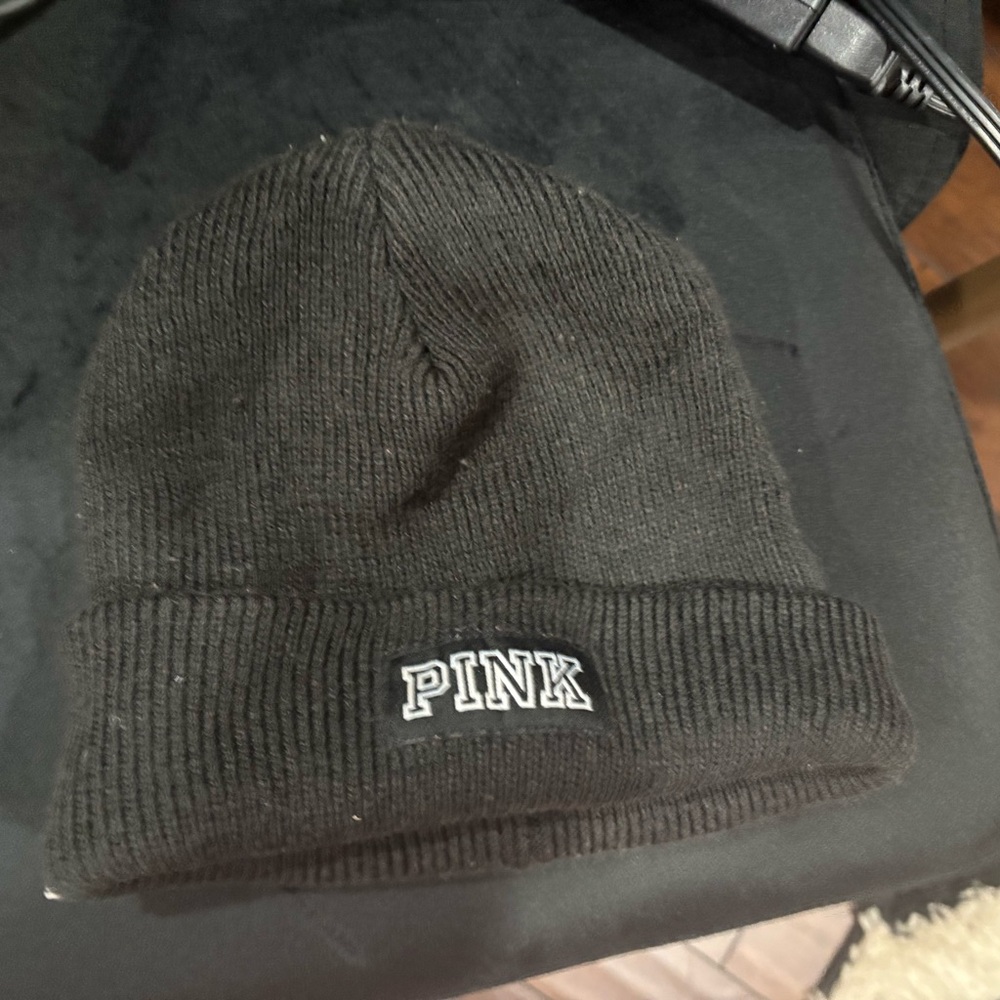 PINK Victoria's Secret Black Knit Beanie